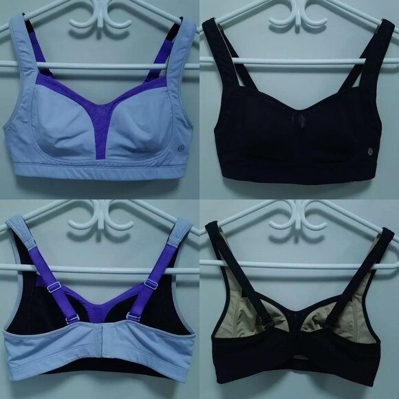 2 Lululemon Ta Ta Tamer Sports Bras Size 34C Cool Breeze Light Blue Bundle - Picture 1 of 5